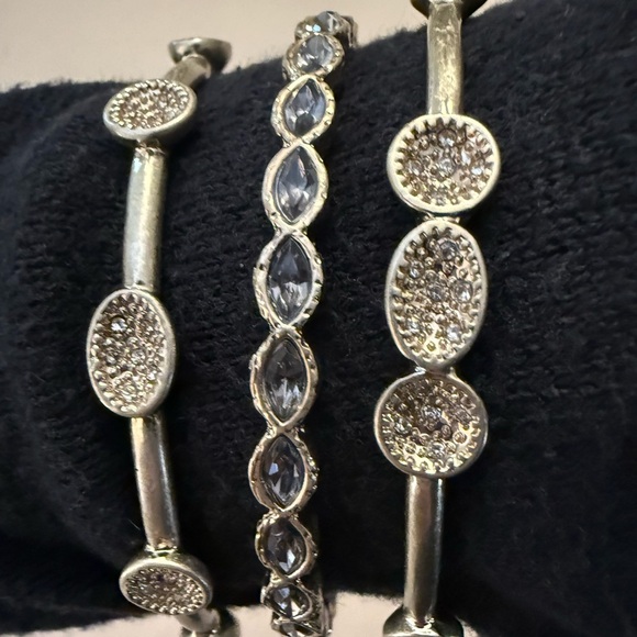 Silver Color Bangle Bracelet Set - Picture 3 of 7